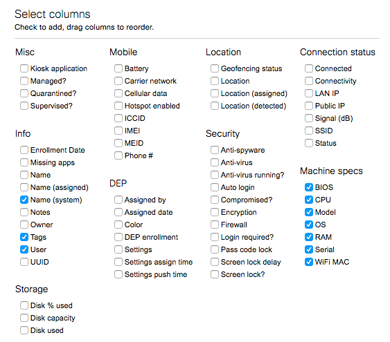 meraki-select-columns